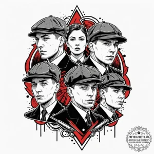 A sketch of the main characters from peaky bl... - эскиз тату (№1751225009_0, 29.06.2025 19:23) — tattoo-photo.ru