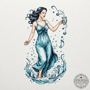 Tattoo sketch aquarius's water-bearer, pourin... - эскиз тату (№1751226695_0, 29.06.2025 19:51) — tattoo-photo.ru