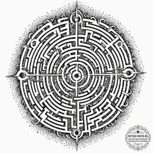 Tattoo design a bird's-eye view of a complex... - эскиз тату (№1751226914_0, 29.06.2025 19:55) — tattoo-photo.ru