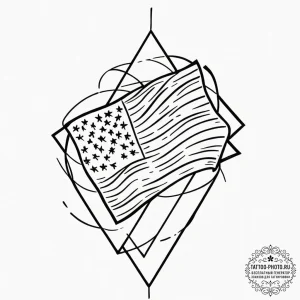 Flag, tattoo flash sheet design, on a clean w... - эскиз тату (№1751228067_0, 29.06.2025 20:14) — tattoo-photo.ru