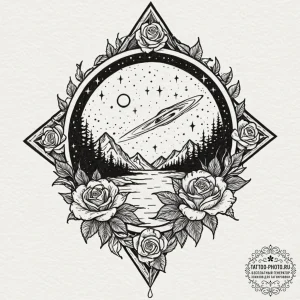 Tattoo design a meteor that has crashed to ea... - эскиз тату (№1751228282_0, 29.06.2025 20:18) — tattoo-photo.ru