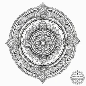 Tattoo design a complex mandala with a powerf... - эскиз тату (№1751228715_0, 29.06.2025 20:25) — tattoo-photo.ru