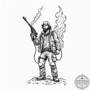 A graphic novel panel of macready from the th... - эскиз тату (№1751229493_0, 29.06.2025 20:38) — tattoo-photo.ru