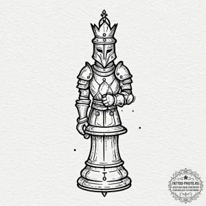 Tattoo design a stylized chess piece (king or... - эскиз тату (№1751229702_0, 29.06.2025 20:41) — tattoo-photo.ru