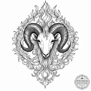 Tattoo sketch an aries symbol formed by styli... - эскиз тату (№1751229807_0, 29.06.2025 20:43) — tattoo-photo.ru