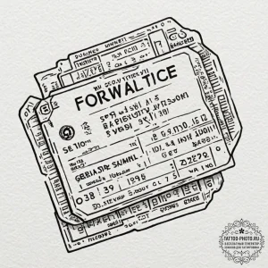 Tattoo sketch a train ticket with the destina... - эскиз тату (№1751231174_0, 29.06.2025 21:06) — tattoo-photo.ru