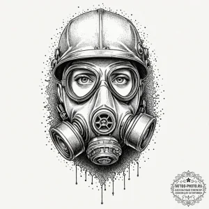 Tattoo sketch a post-apocalyptic gas mask wit... - эскиз тату (№1751231983_0, 29.06.2025 21:19) — tattoo-photo.ru