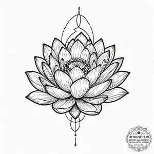 Tattoo sketch a lotus flower with a soundwave... - эскиз тату (№1751232534_0, 29.06.2025 21:28) — tattoo-photo.ru