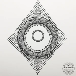 Tattoo design a geometric uroboros serpent, i... - эскиз тату (№1751324145_0, 30.06.2025 22:55) — tattoo-photo.ru