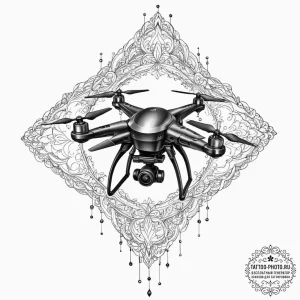 Tattoo sketch a stylized drone silhouette wit... - эскиз тату (№1751324297_0, 30.06.2025 22:58) — tattoo-photo.ru