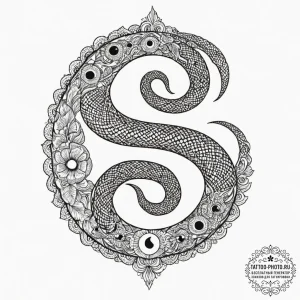Tattoo design an uroboros serpent whose body... - эскиз тату (№1751325511_0, 30.06.2025 23:18) — tattoo-photo.ru