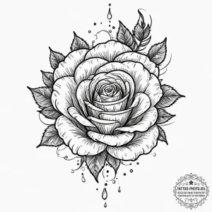 Tattoo sketch a single, heavy drop of ink fal... - эскиз тату (№1751325678_0, 30.06.2025 23:21) — tattoo-photo.ru