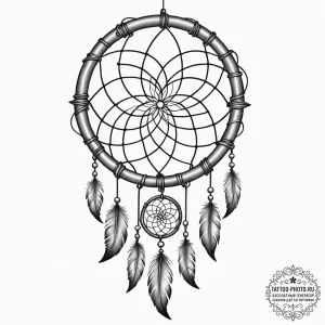 Tattoo design a dreamcatcher with a misty, et... - эскиз тату (№1751325757_0, 30.06.2025 23:22) — tattoo-photo.ru