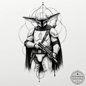 Linework tattoo design of the mandalorian (di... - эскиз тату (№1751326007_0, 30.06.2025 23:26) — tattoo-photo.ru