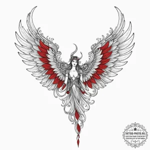 Tattoo design a valkyrie-inspired wing, stron... - эскиз тату (№1751326080_0, 30.06.2025 23:28) — tattoo-photo.ru