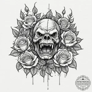 A sketch of a rancor, monstrous and powerful.... - эскиз тату (№1751326238_0, 30.06.2025 23:30) — tattoo-photo.ru