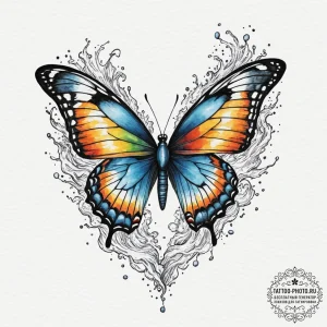 Tattoo sketch a butterfly with its wings made... - эскиз тату (№1751326717_0, 30.06.2025 23:38) — tattoo-photo.ru