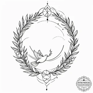 Tattoo sketch a lone dove carrying an olive b... - эскиз тату (№1751326961_0, 30.06.2025 23:42) — tattoo-photo.ru