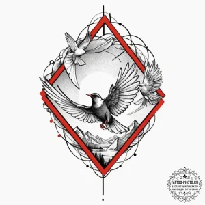 Tattoo design a geometric outline of a bird i... - эскиз тату (№1751327691_0, 30.06.2025 23:54) — tattoo-photo.ru
