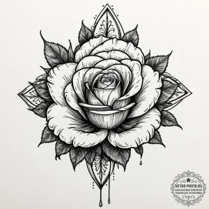 Tattoo design a flower whose dew drops are ti... - эскиз тату (№1751328169_0, 01.07.2025 00:02) — tattoo-photo.ru