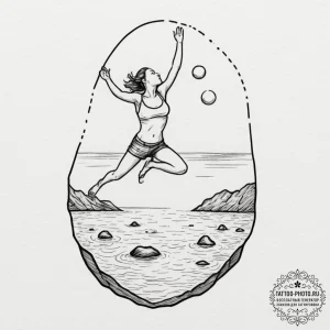 Tattoo sketch a single, polished stone skippi... - эскиз тату (№1751329344_0, 01.07.2025 00:22) — tattoo-photo.ru
