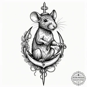 Rat, ink illustration for tattoo, detailed cr... - эскиз тату (№1751329593_0, 01.07.2025 00:26) — tattoo-photo.ru
