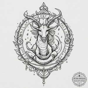 Tattoo design a zodiac animal with a subtle m... - эскиз тату (№1751329994_0, 01.07.2025 00:33) — tattoo-photo.ru