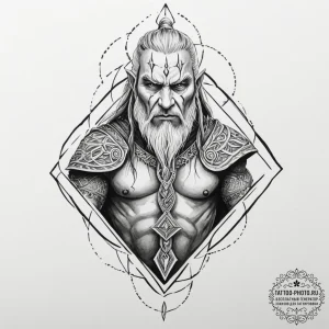 A neo-traditional portrait of a fierce uruk-h... - эскиз тату (№1751330066_0, 01.07.2025 00:34) — tattoo-photo.ru