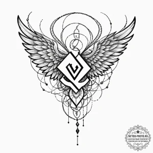 93. tattoo sketch: "vetar" rune subtly integr... - эскиз тату (№1751331578_0, 01.07.2025 00:59) — tattoo-photo.ru