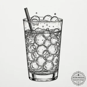 A close-up of the carbonation bubbles rising... - эскиз тату (№1751331657_0, 01.07.2025 01:00) — tattoo-photo.ru