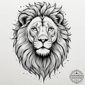 Tattoo sketch a leo lion, its mane depicted w... - эскиз тату (№1751331900_0, 01.07.2025 01:05) — tattoo-photo.ru