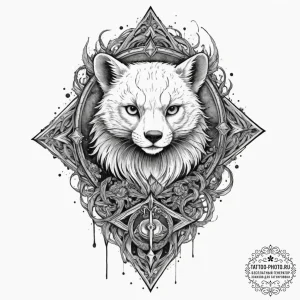 A neo-traditional tattoo of a character and t... - эскиз тату (№1751332622_0, 01.07.2025 01:17) — tattoo-photo.ru