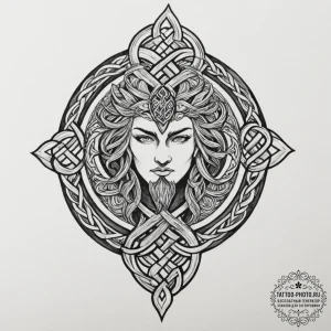 Tattoo design a powerful celtic warrior, with... - эскиз тату (№1751332857_0, 01.07.2025 01:20) — tattoo-photo.ru