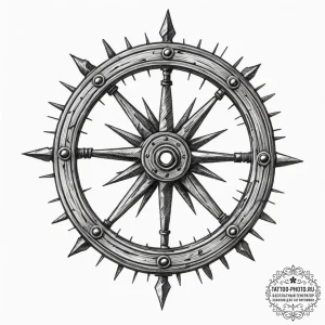Tattoo design a ship's wheel, where each hand... - эскиз тату (№1751334458_0, 01.07.2025 01:47) — tattoo-photo.ru