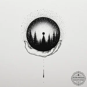 Tattoo design a person holding a single, dark... - эскиз тату (№1751334623_0, 01.07.2025 01:50) — tattoo-photo.ru
