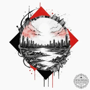 A watercolor sketch of the wakandan sunset,,... - эскиз тату (№1751335337_0, 01.07.2025 02:02) — tattoo-photo.ru