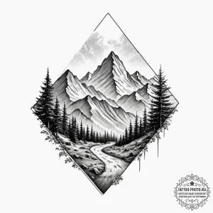 Tattoo sketch a small, minimalist mountain pe... - эскиз тату (№1751335505_0, 01.07.2025 02:05) — tattoo-photo.ru