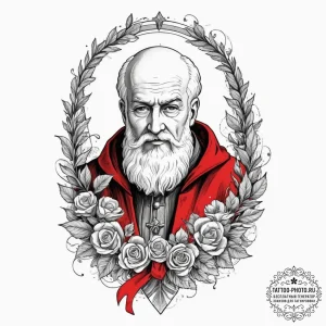 St. nicholas, concept art for tattoo, trash p... - эскиз тату (№1751336139_0, 01.07.2025 02:15) — tattoo-photo.ru