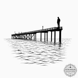 Tattoo sketch a silhouette of a person standi... - эскиз тату (№1751336218_0, 01.07.2025 02:16) — tattoo-photo.ru