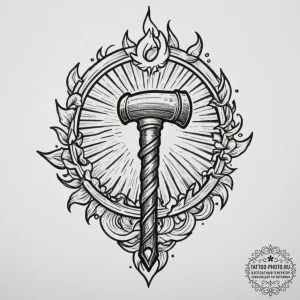 Tattoo design: a blacksmith's hammer and tong... - эскиз тату (№1751336862_0, 01.07.2025 02:27) — tattoo-photo.ru