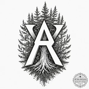 102. tattoo design: a "opora" rune integrated... - эскиз тату (№1751337113_0, 01.07.2025 02:31) — tattoo-photo.ru