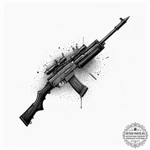 Tattoo sketch a stylized bayonet attached to... - эскиз тату (№1751337742_0, 01.07.2025 02:42) — tattoo-photo.ru