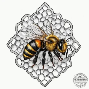 A bee on a honeycomb (is there, but can be cl... - эскиз тату (№1751337821_0, 01.07.2025 02:43) — tattoo-photo.ru
