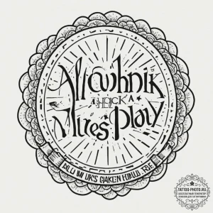 A chicano lettering tattoo of "all work and n... - эскиз тату (№1751338311_0, 01.07.2025 02:51) — tattoo-photo.ru