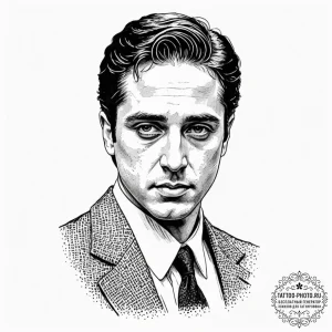 A neo-traditional portrait of a young michael... - эскиз тату (№1751339098_0, 01.07.2025 03:04) — tattoo-photo.ru