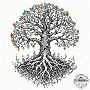 Tattoo sketch a gnarled root system forming a... - эскиз тату (№1751339272_0, 01.07.2025 03:07) — tattoo-photo.ru