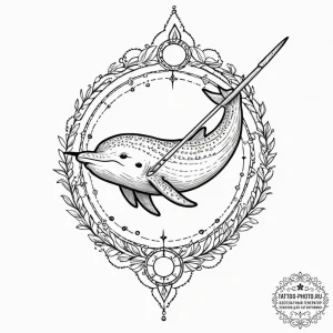 A narwhal, tattoo flash sheet design, bold ou... - эскиз тату (№1751339904_0, 01.07.2025 03:18) — tattoo-photo.ru