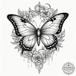 Tattoo sketch a butterfly with one wing being... - эскиз тату (№1751340796_0, 01.07.2025 03:33) — tattoo-photo.ru