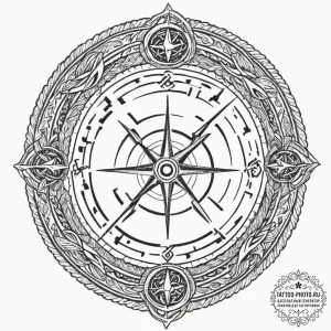 Tattoo design: a kolovrat surrounded by a rin... - эскиз тату (№1751341523_0, 01.07.2025 03:45) — tattoo-photo.ru