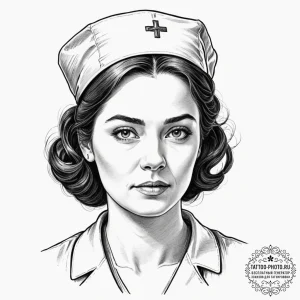 A sketch of nurse ratched from one flew over... - эскиз тату (№1751341916_0, 01.07.2025 03:51) — tattoo-photo.ru